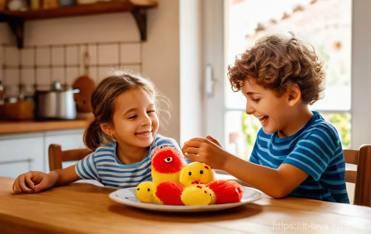 라바 캐릭터의 상품 판매 전략 - A vibrant, high-definition photograph capturing two happy Italian children, aged approximately 6 and...