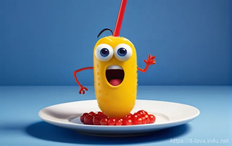 라바 레드와 옐로우의 인기 비결 - A vibrant, humorous, and expressive animated illustration featuring two larvae in a clean, simple ki...