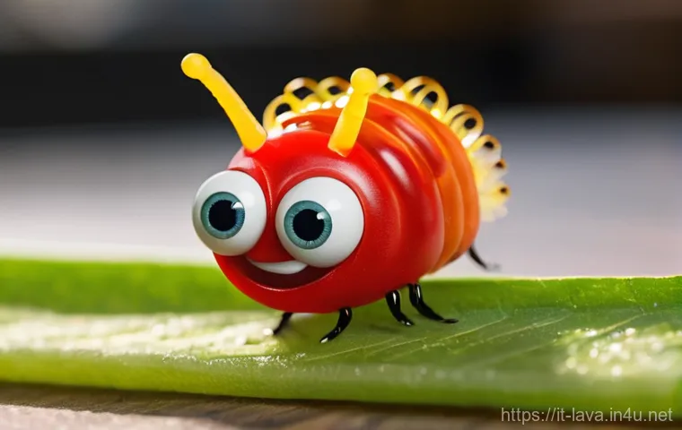 라바의 독특한 비주얼 스타일 - **Universal Slapstick Comedy:**
    "A vibrant 3D animation still showcasing Red and Yellow Larva in...
