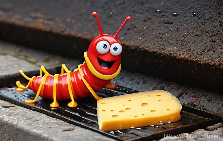 라바 애니메이션에서 쓰인 슬랩스틱 코미디 - **Prompt:** A vibrant CGI animation still depicting Red and Yellow Larva in a classic slapstick scen...
