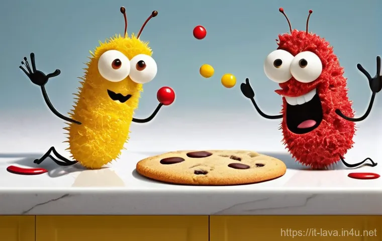 라바의 인스타그램 인기 게시물 - **Prompt:** A vibrant, cartoonish illustration featuring two animated larvae characters, one bright ...