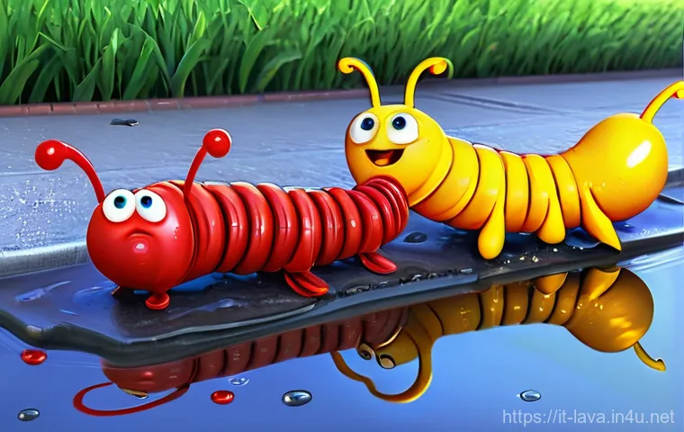 라바의 인스타그램 인기 게시물 - **Prompt:** A vibrant, cartoonish illustration featuring two animated larvae characters, one bright ... 라바의 인스타그램 인기 게시물 - **Prompt:** A vibrant, cartoonish illustration featuring two animated larvae characters, one bright ...