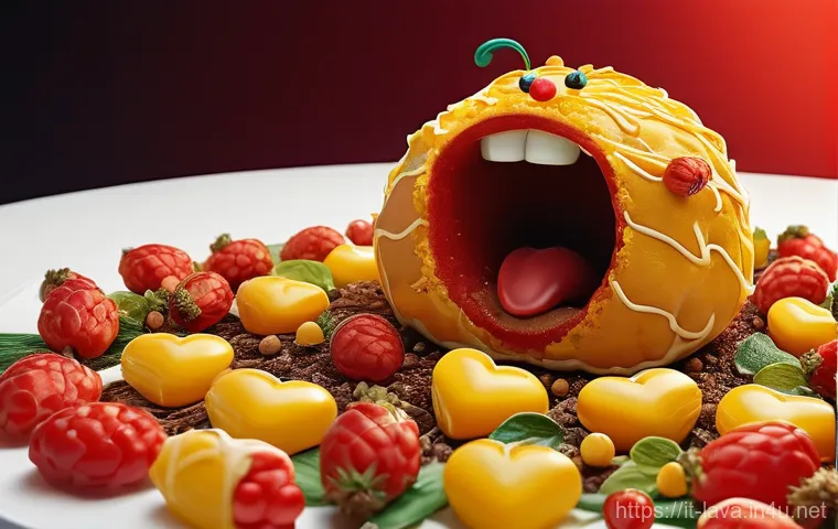 라바 캐릭터가 표현하는 감정의 종류 - **Prompt: The Gastronomic Rollercoaster of Larva**
"A highly detailed and humorously expressive ...