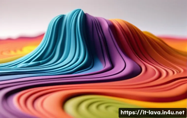 라바와 스톱모션 제작 비교 - A close-up scene of a fluid lava animation made with soft, colorful plasticine, showing smooth, orga...