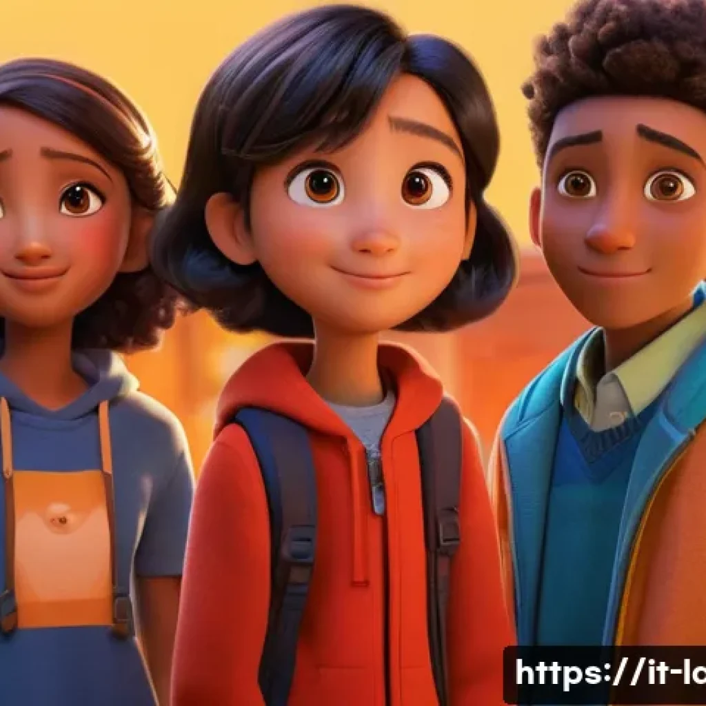 라바 캐릭터들 간의 상징적 관계 - A group of diverse animated characters standing close together in a warm, glowing environment, each ...