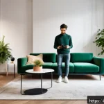 Home 19 라바의 주요 타겟층 변화 추이 - A modern tech lifestyle scene featuring a young Italian adult customizing a sleek Lava gadget in a s...