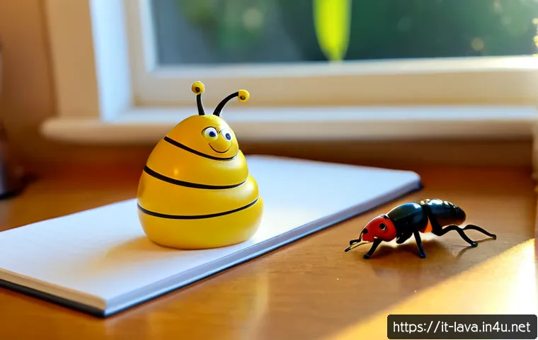 Home 17 라바와 함께 등장하는 주변 캐릭터 분석 - Photorealistic Italian animation studio desk scene, a cheerful yellow larva figurine centered beside...